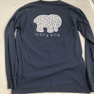 Ivory Ella navy blue elephant graphic long sleeve t-shirt M